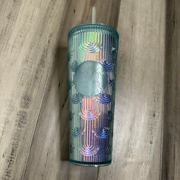 NWT Starbucks Iridescent Mermaid Scale Tumbler Teal Venti 24oz. - Picture 2 of 5